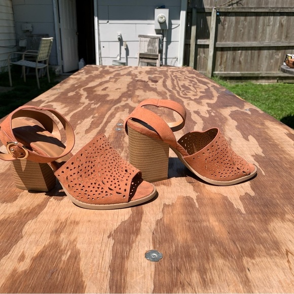 Qupid CUTOUT HEELED SANDALS (HAZEL SUEDE) size 7 spring summer boho‎ ankle fall - Picture 2 of 15